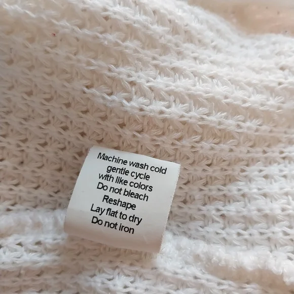 Vintage Notations Womens Size 3X Crochet Knit White Crop Open Cottage Cardigan - Picture 10 of 11